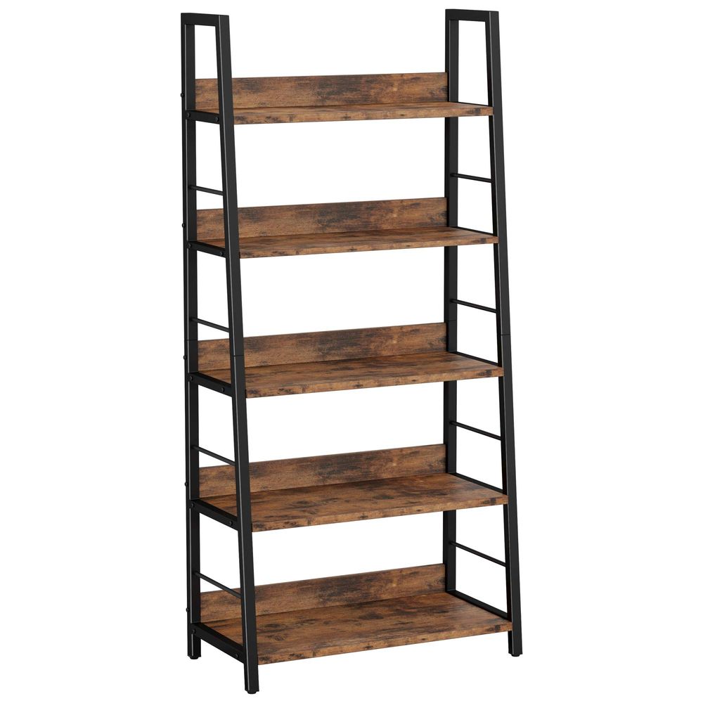 Bookshelf 5 Tier - Industrial Bookshelves and Bookcases, Ladder Shelf