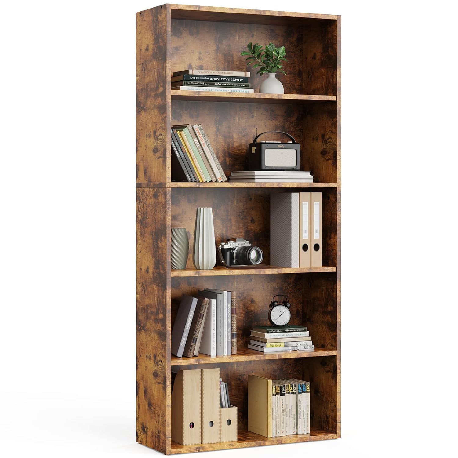 Bookshelf 5 Tier - 5-Tier Adjustable Book Shelf, 23.82x9.25x53 Inch,