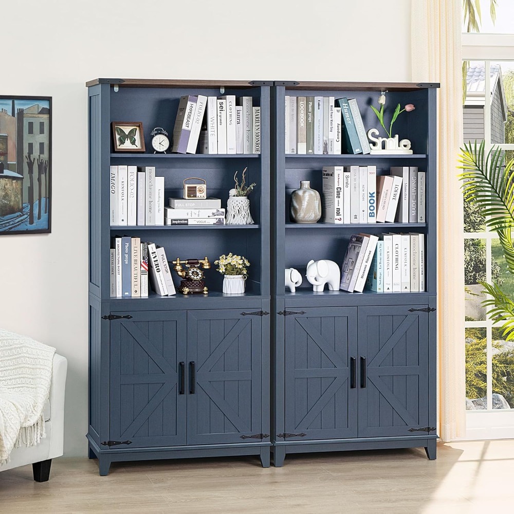 Bookshelf 5 Tier - 5 Tier Tall Bookshelf with Barn