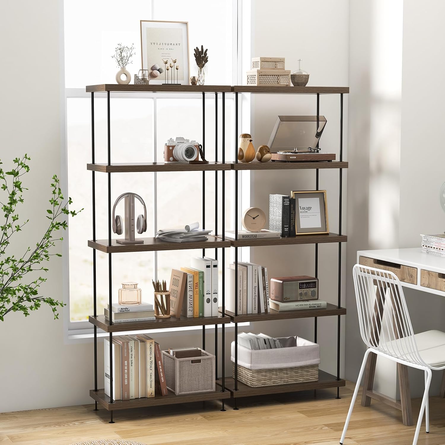5-Tier Open-Back Bookshelf 2-P - Bookshelf 5 Tier 评论和价格