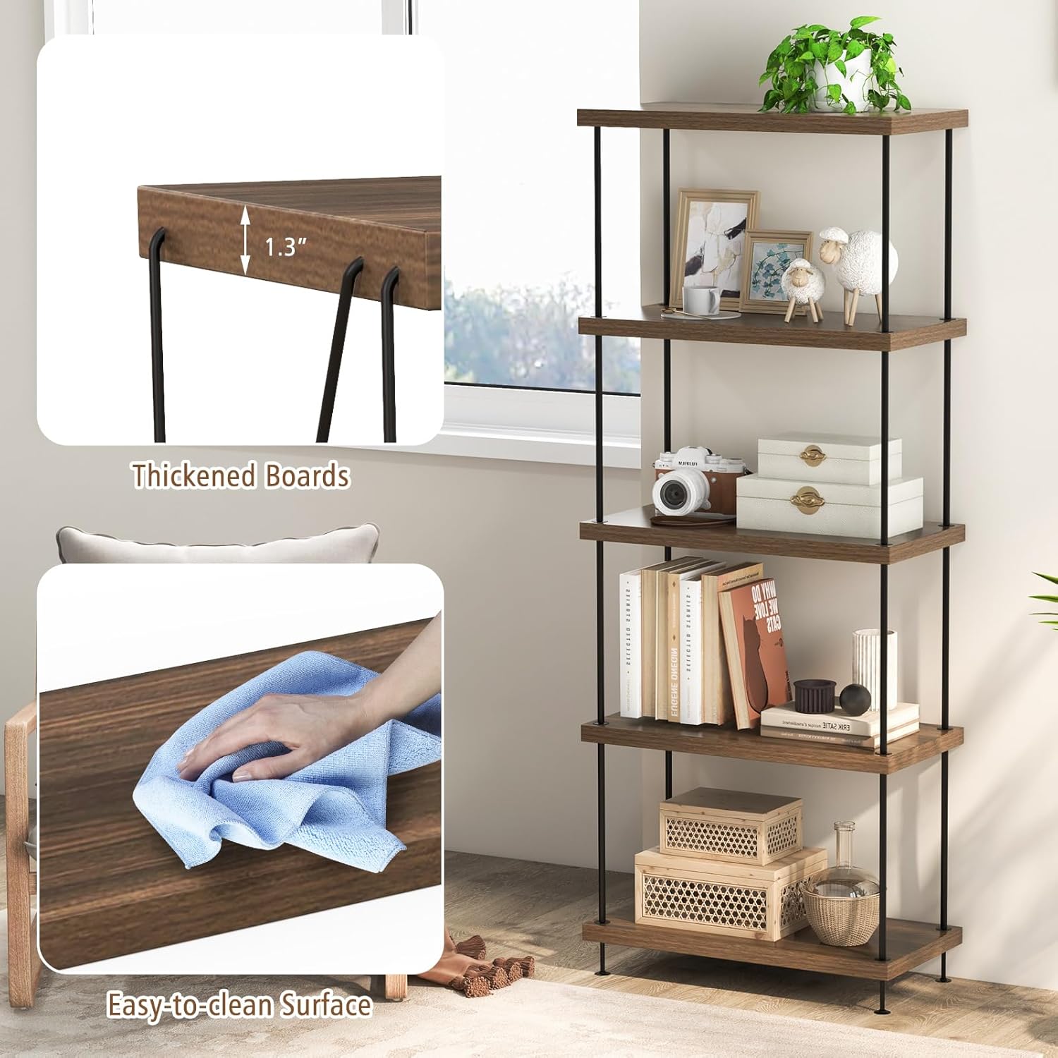 5-Tier Open-Back Bookshelf 2-P - Bookshelf 5 Tier 评论和价格