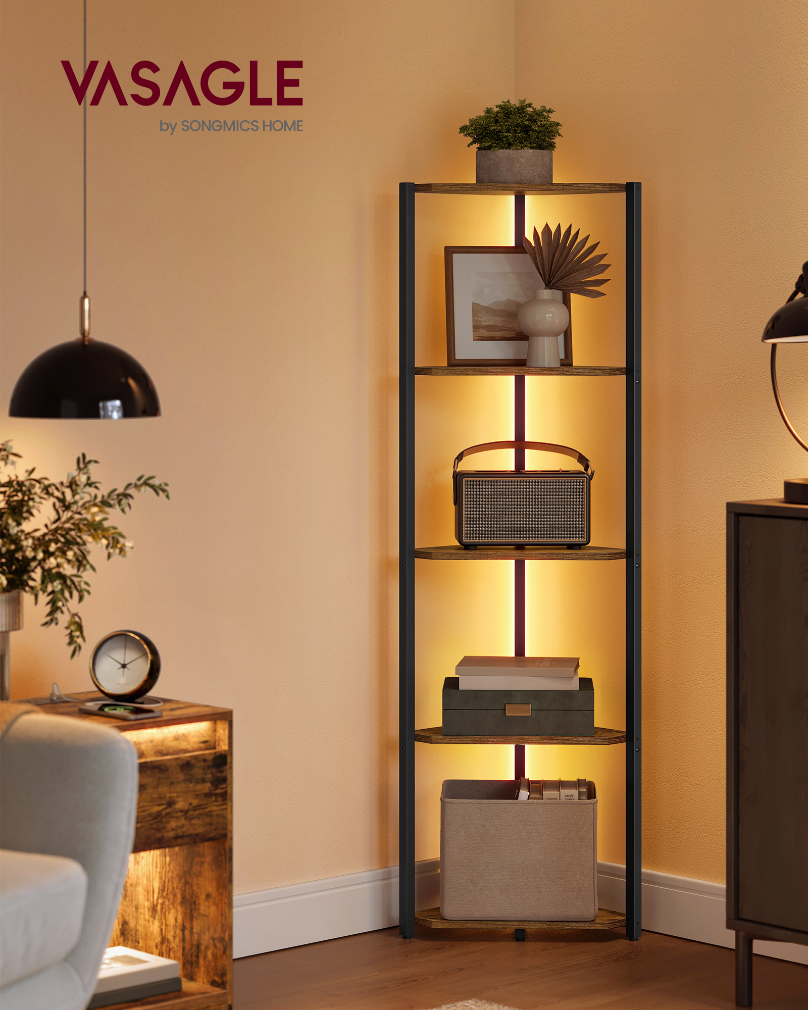 VASAGLE Corner Shelf Stand wit - Bookshelf 5 Tier 评论和价格