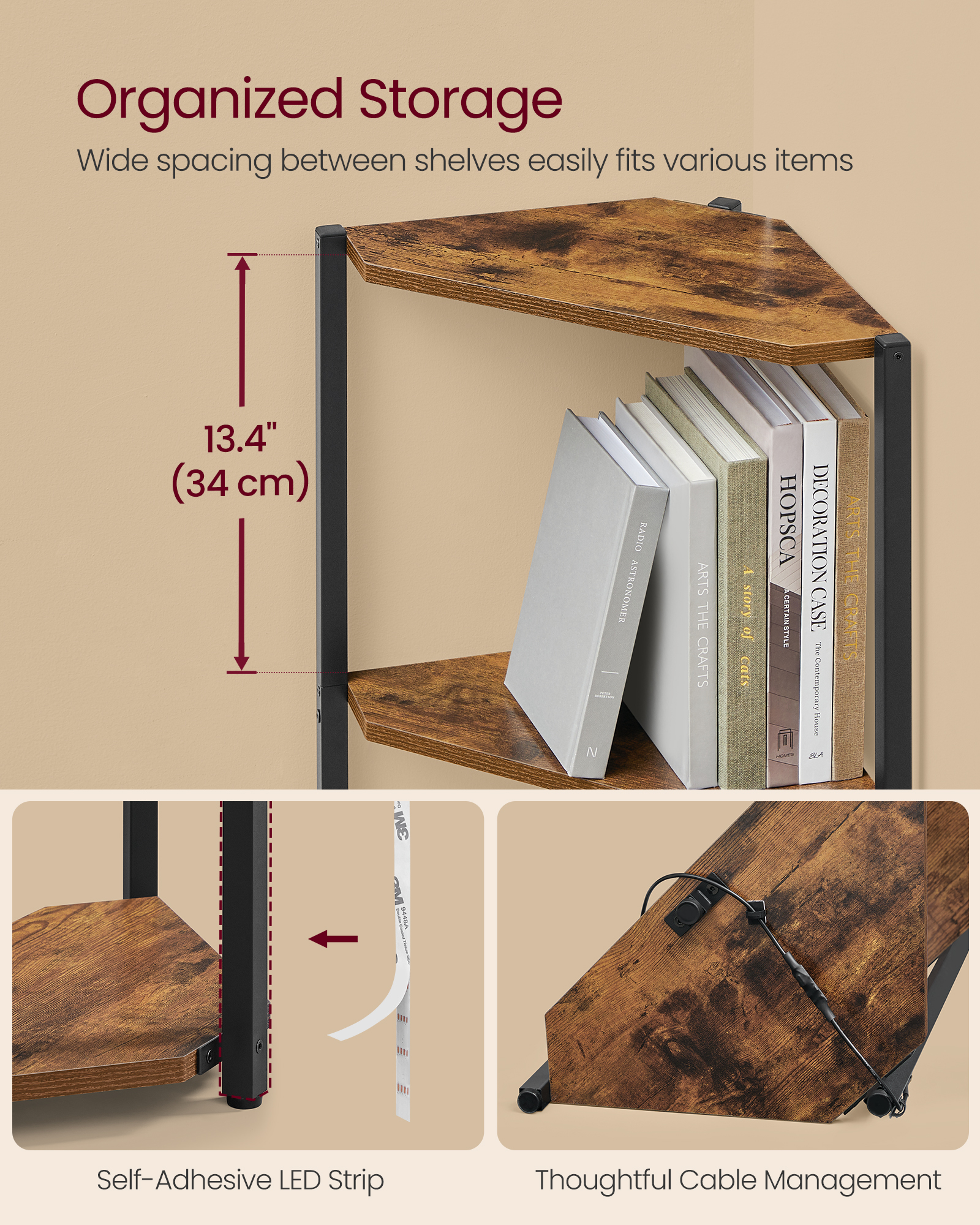 VASAGLE Corner Shelf Stand wit - Bookshelf 5 Tier 评论和价格