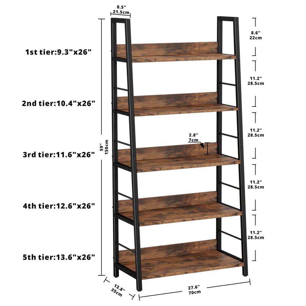 Industrial Bookshelves and Boo - Bookshelf 5 Tier 评论和价格
