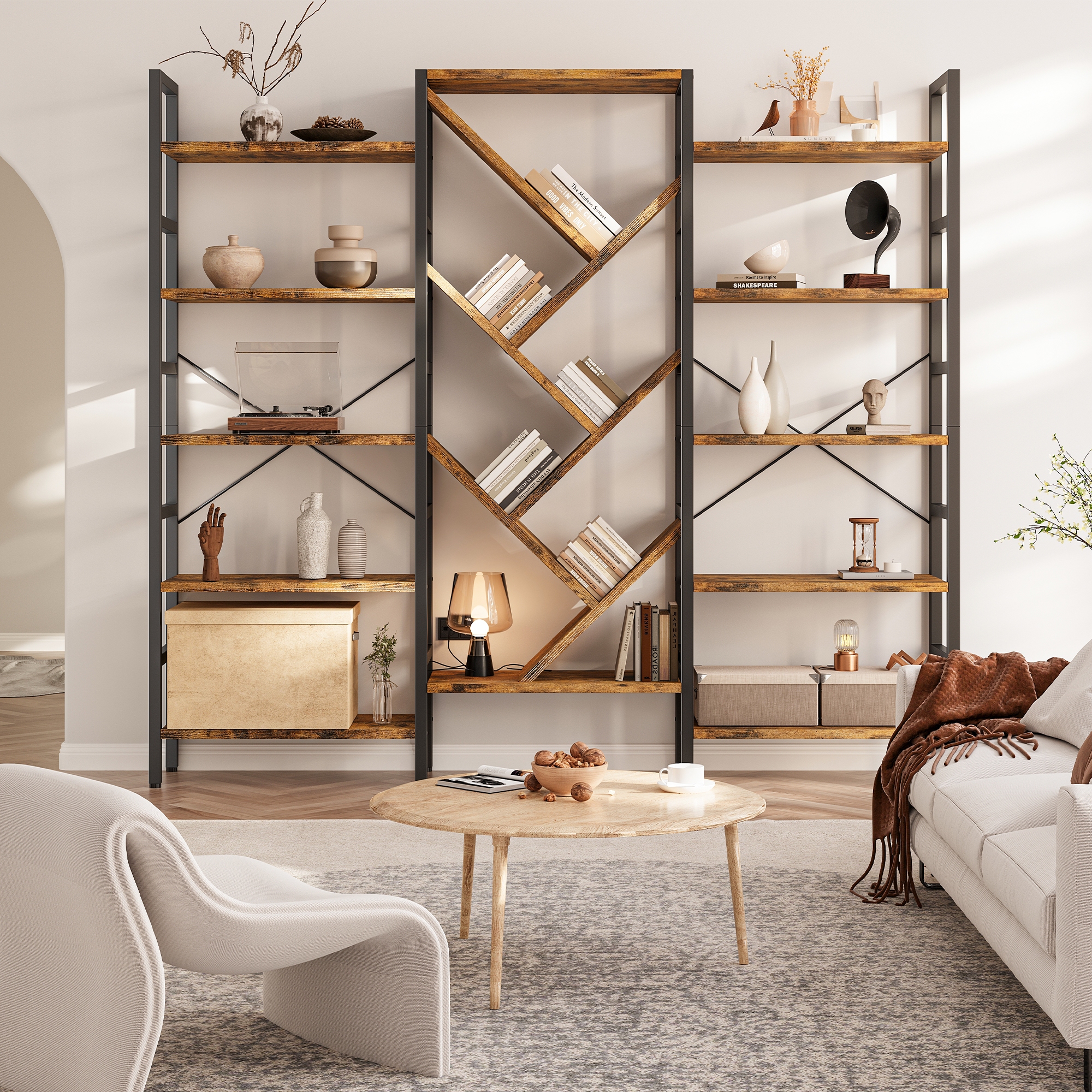 Triple 5 Tier Bookshelf, Large - Bookshelf 5 Tier 评论和价格