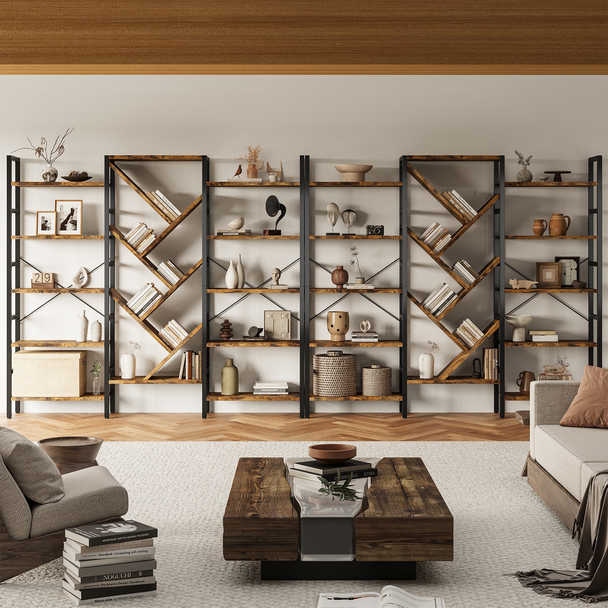Triple 5 Tier Bookshelf, Large - Bookshelf 5 Tier 评论和价格
