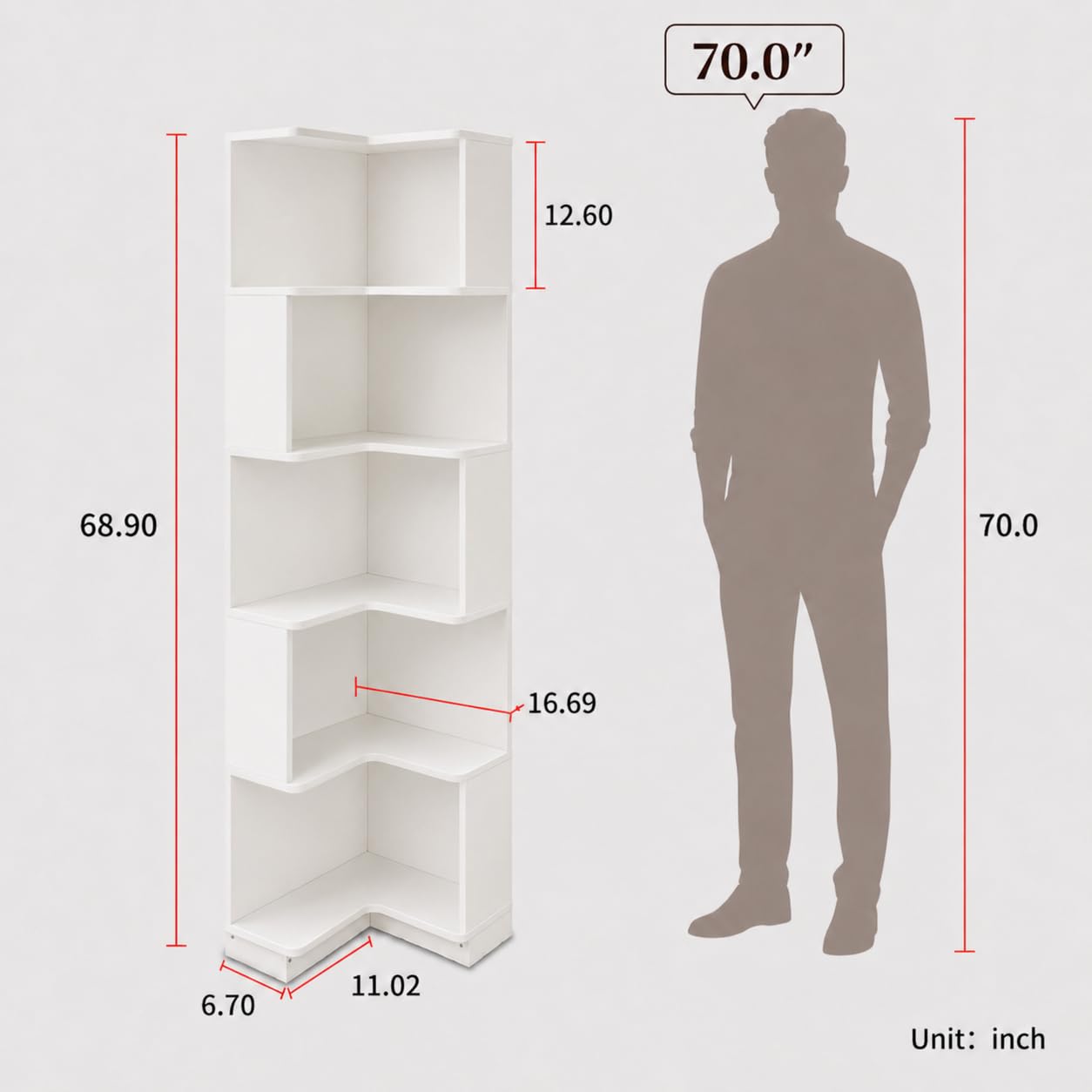 5-Tier Corner Bookshelf With L - Bookshelf 5 Tier 评论和价格