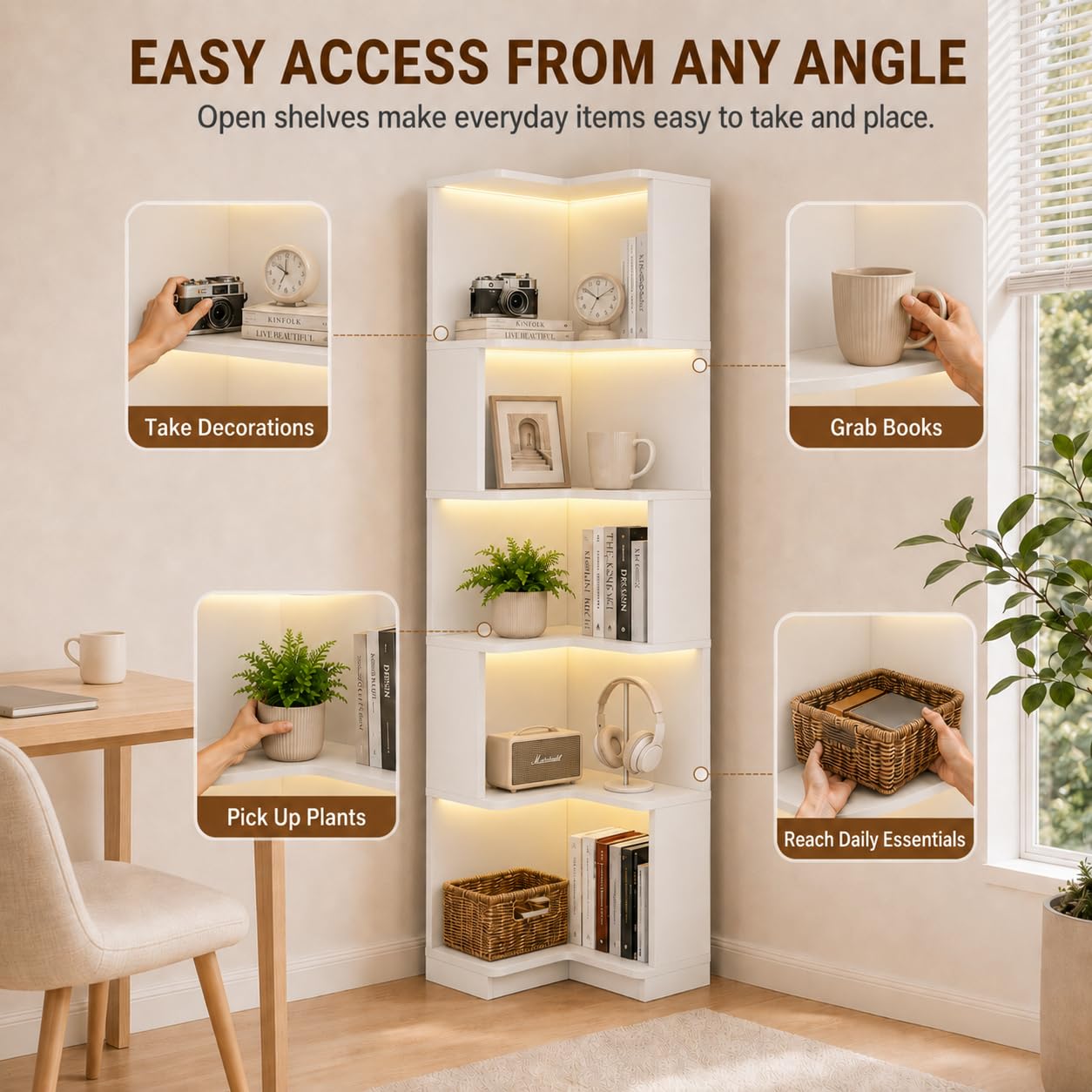 5-Tier Corner Bookshelf With L - Bookshelf 5 Tier 评论和价格