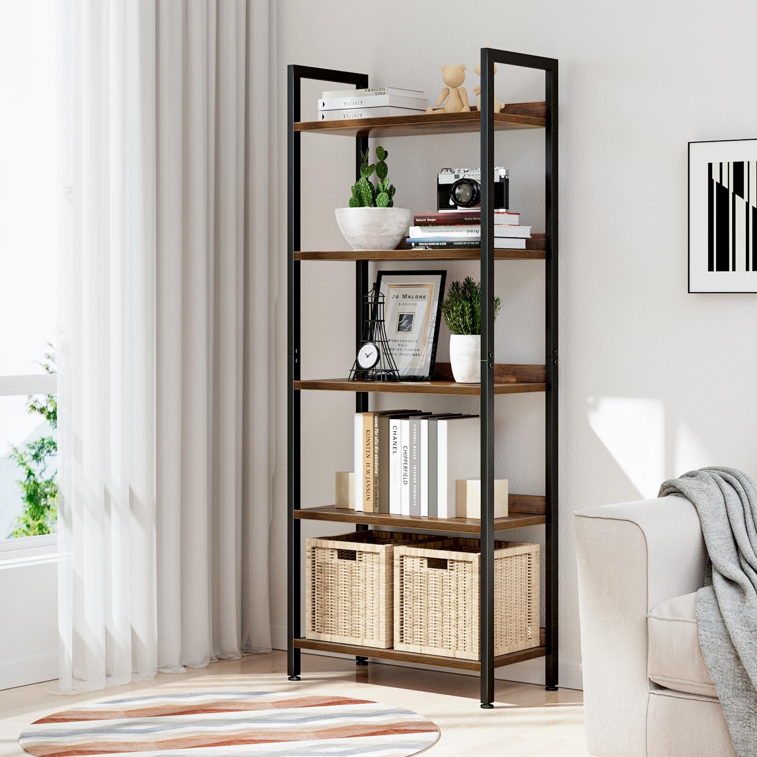5-Tier Bookshelf, Vintage Styl - Bookshelf 5 Tier 评论和价格