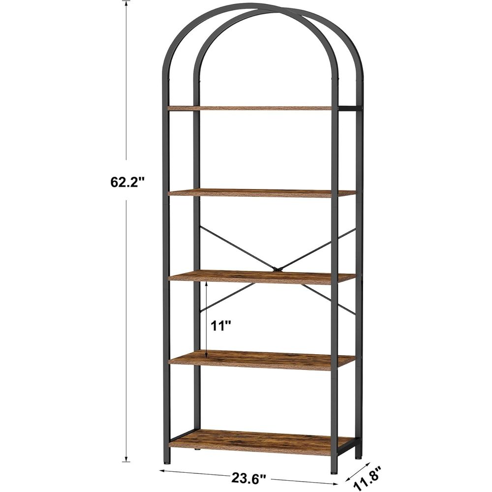 5-Tier Arched Wood and Metal B - Bookshelf 5 Tier 评论和价格