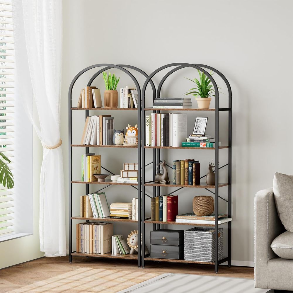 5-Tier Arched Wood and Metal B - Bookshelf 5 Tier 评论和价格