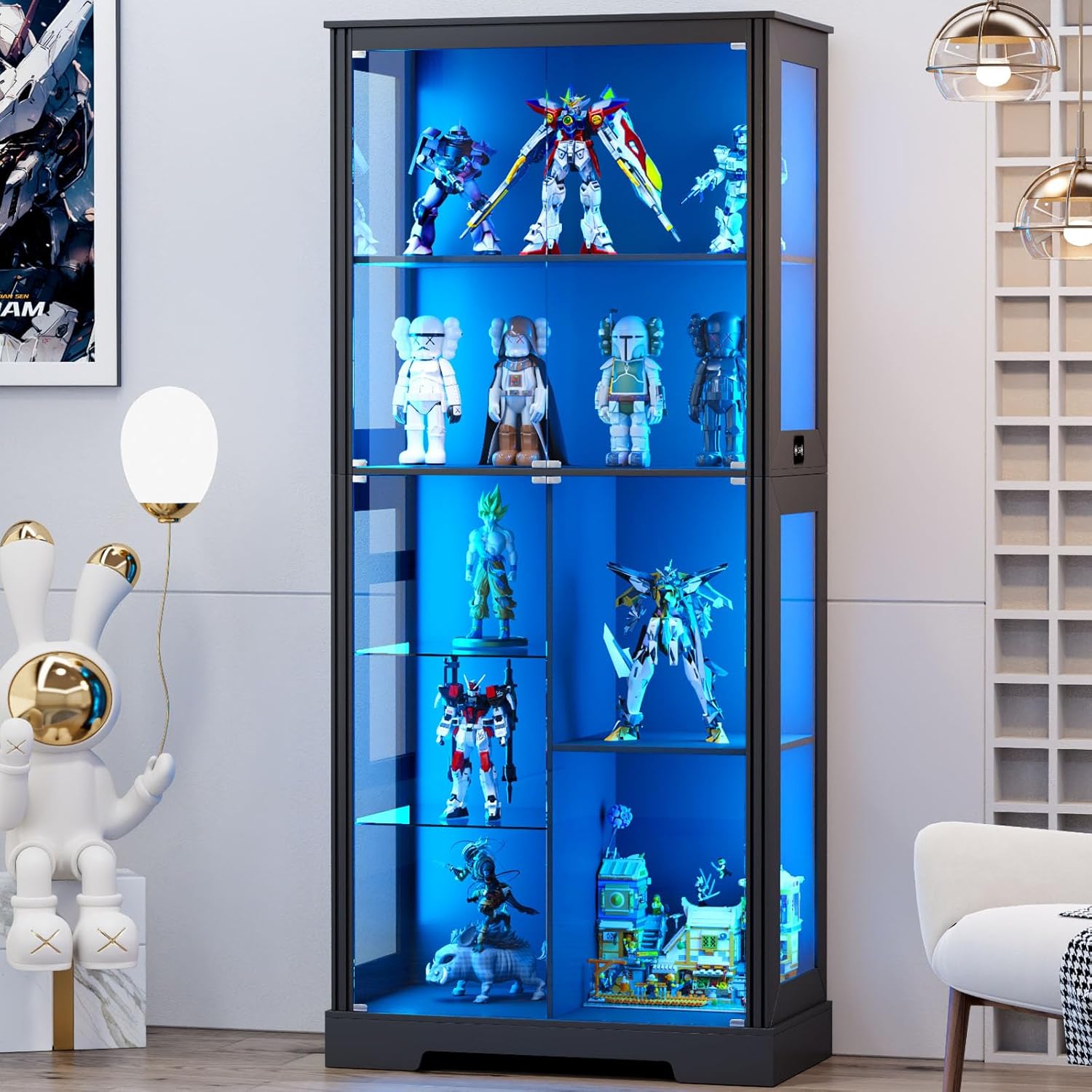 71'' Display Cabinet with 5-Ti - Bookshelf 5 Tier 评论和价格
