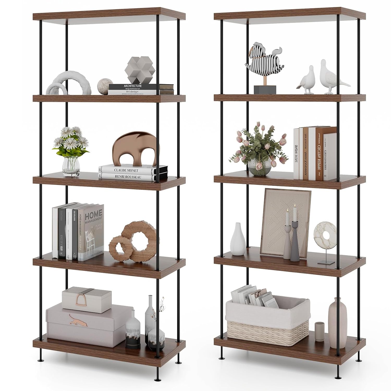 5-Tier Bookshelf 2pc Metal Fra - Bookshelf 5 Tier 评论和价格