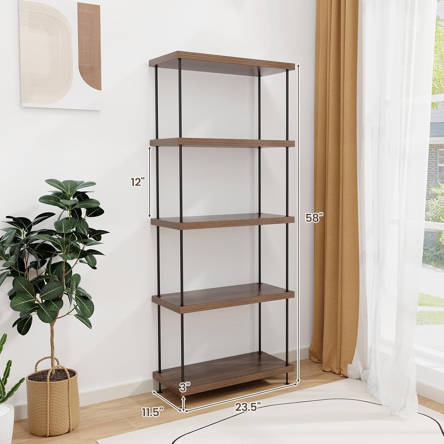 5-Tier Bookshelf 2pc Metal Fra - Bookshelf 5 Tier 评论和价格