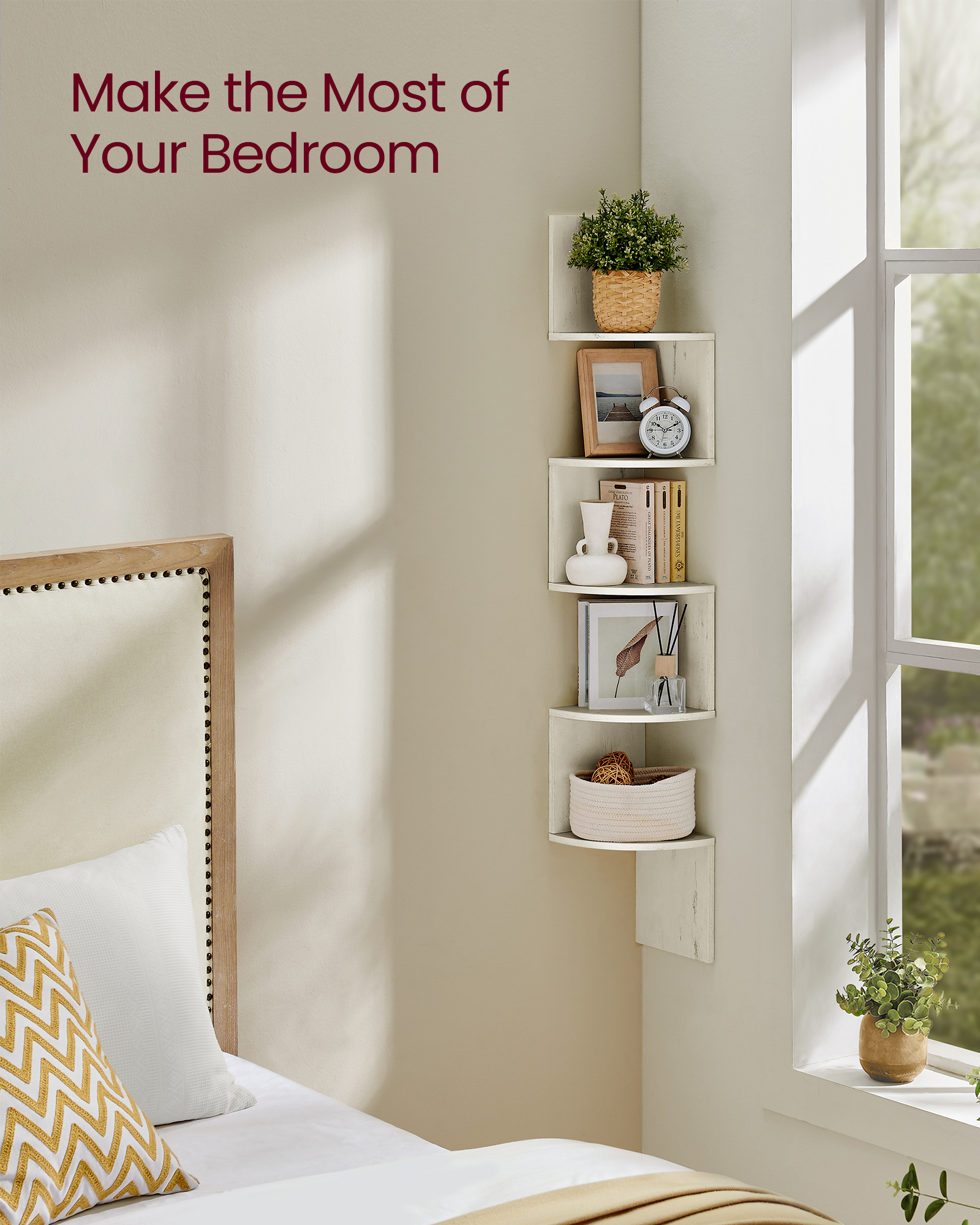 VASAGLE Corner Shelf Wall Moun - Bookshelf 5 Tier 评论和价格