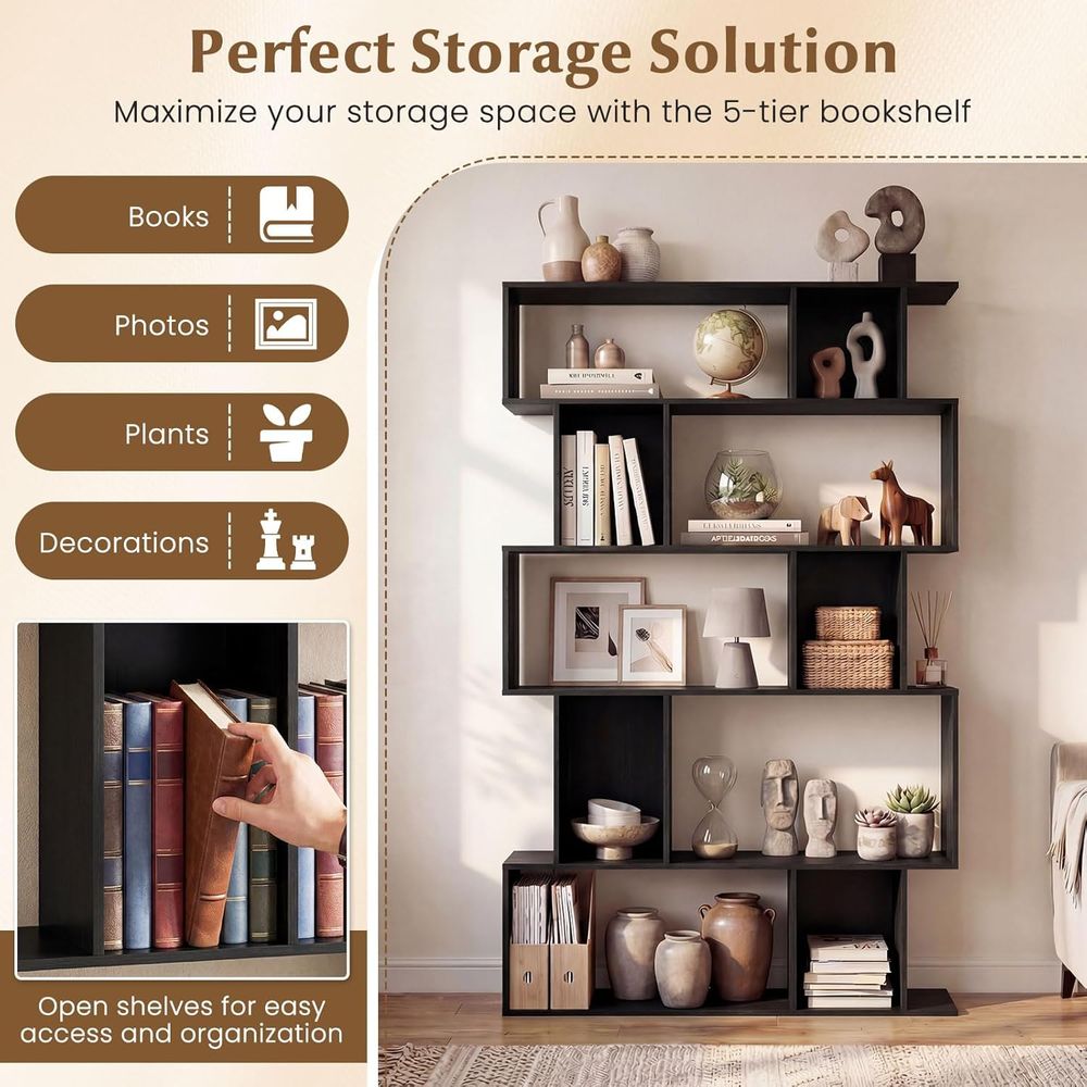 5-Tier, 10-Cube Bookshelf with - Bookshelf 5 Tier 评论和价格