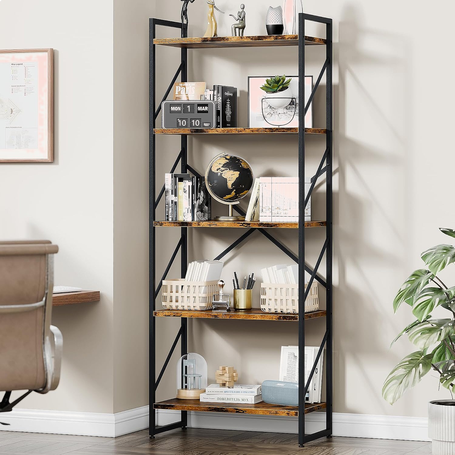 Vongrasig 5 Tier Bookshelf, 62 - Bookshelf 5 Tier 评论和价格